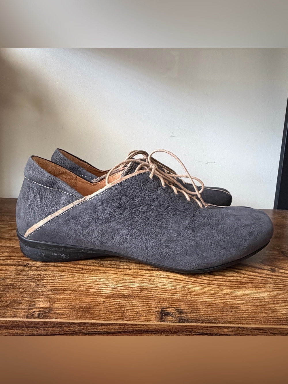 Think! Leather Lace Up Oxford Shoes Gray EU 40 US 9